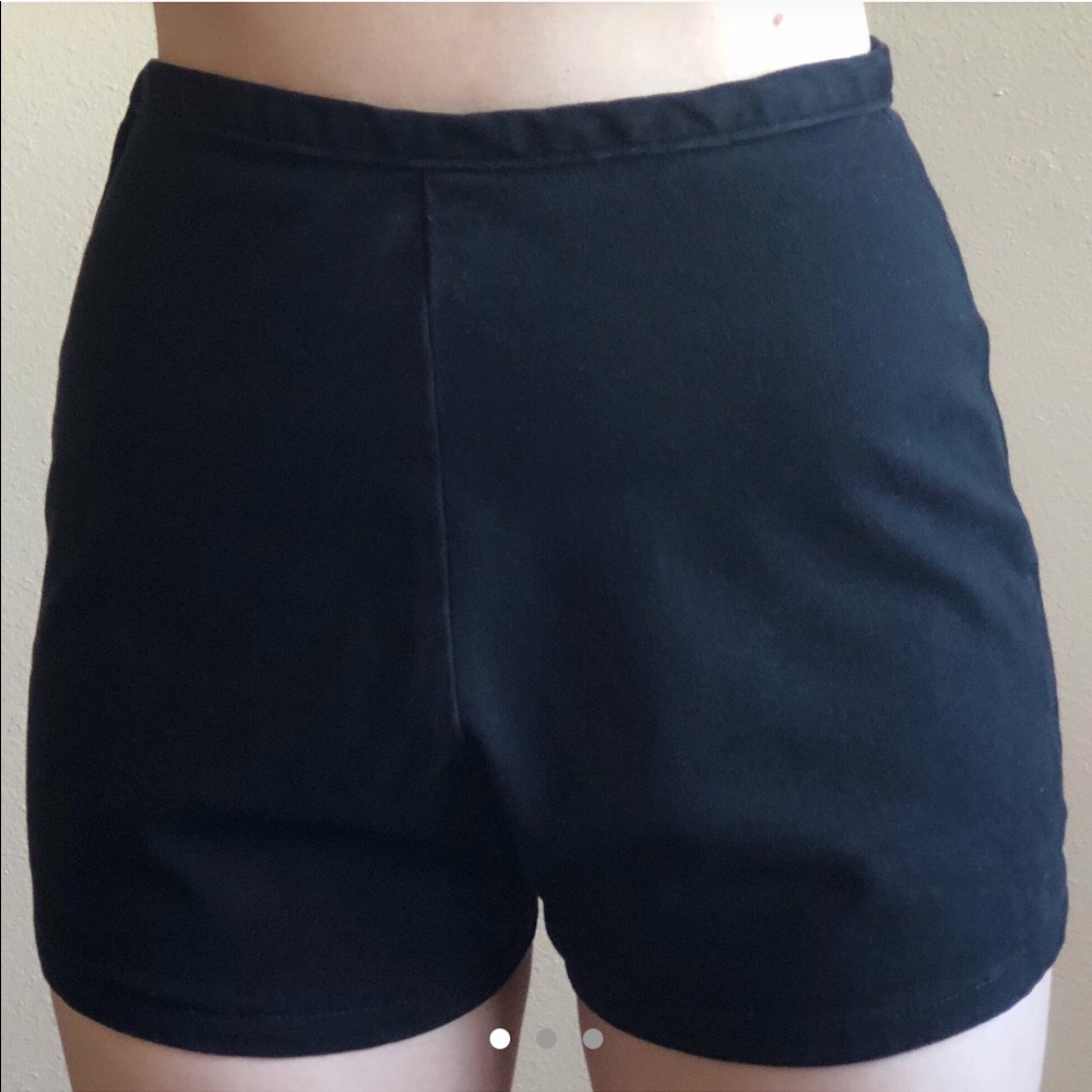 high waisted black tap shorts